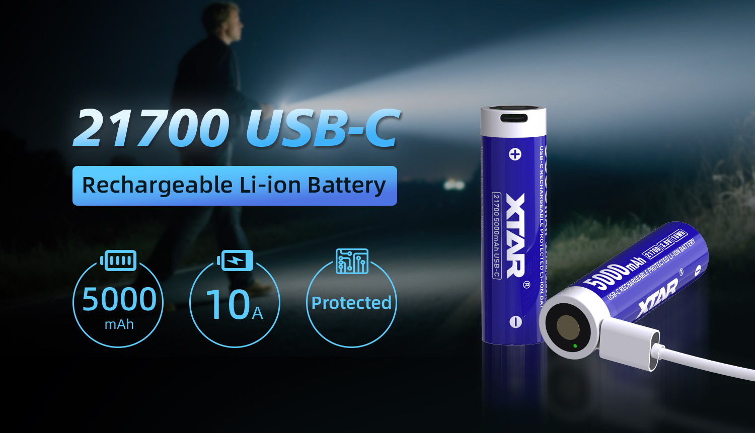 Baterie Li-ion 21700 Xtar 5000mAh 10A USB-C
