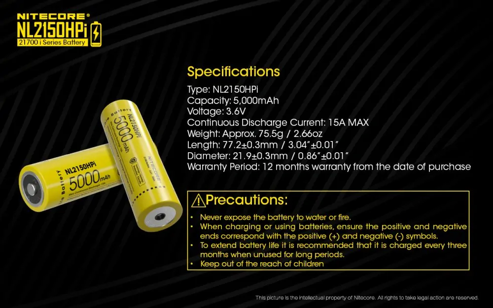 Baterie Li-ion 21700 Nitecore 5000mAh (NL2150HPi)