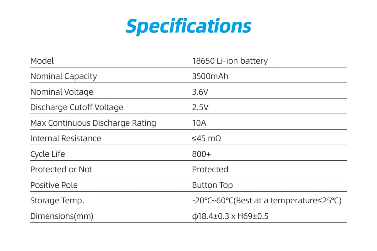 Baterie Li-ion 18650 Xtar 3.6V 3500mAh 10A